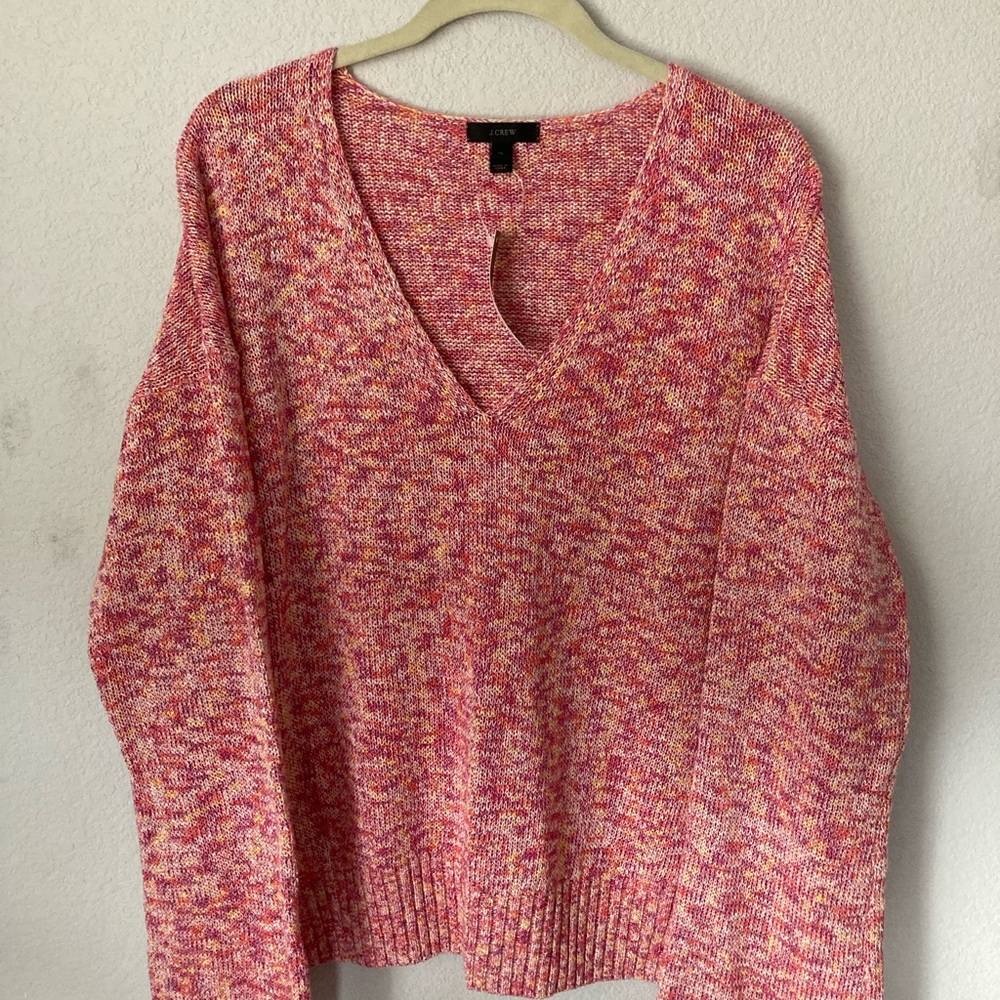 NWT pink j.crew vneck sweater